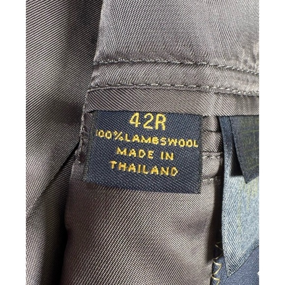 Brooks Brothers 1818 Madison Blazer Herringbone Lambswool Leather Button 42‎ - Picture 7 of 12